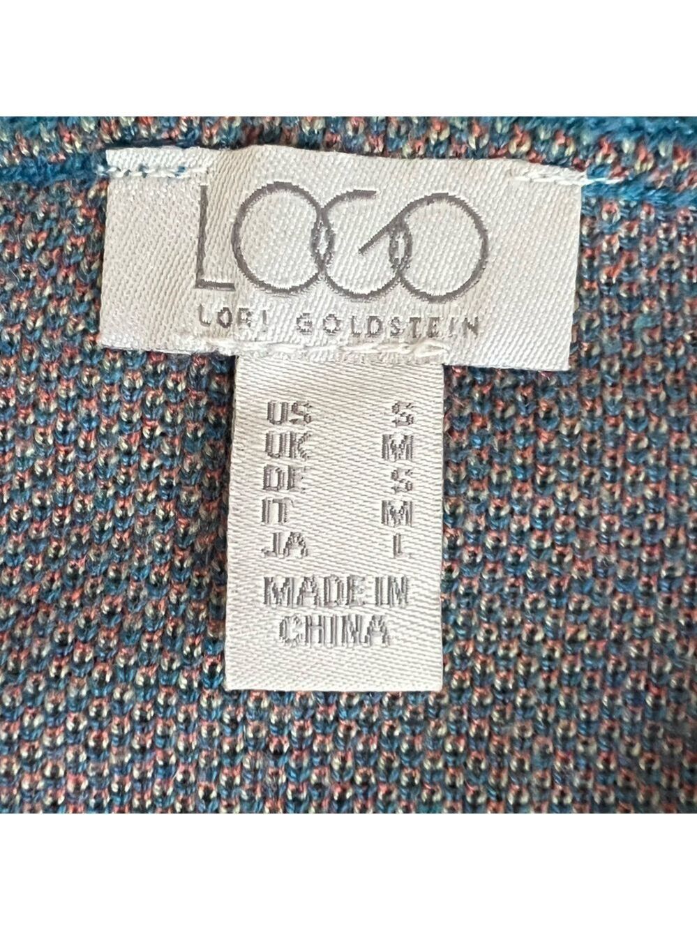LOGO by Lori Goldstein Floral Jacquard Long Sleeve Sweater Coastal Blue. Size S - Picture 5 of 6